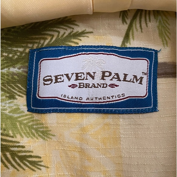 Seven Palm Hawaiian Shirt Men's XXL Yellow  Palm Trees Short Sleeve - Picture 3 of 7
